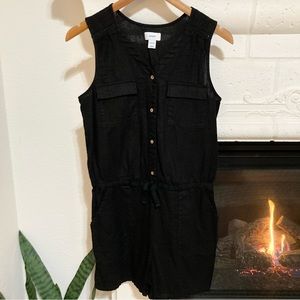 Black Linen Romper Sleeveless Size XS Extra Small Girls XXL 16